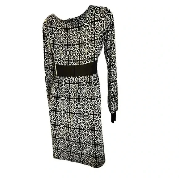 London Times dress women's size 4 knee length black and white print - Picture 6 of 13